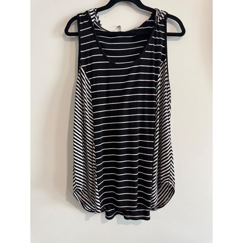 summer Active Striped Racerback Tank Top Womens‎ 18/20W Black Curved Hem